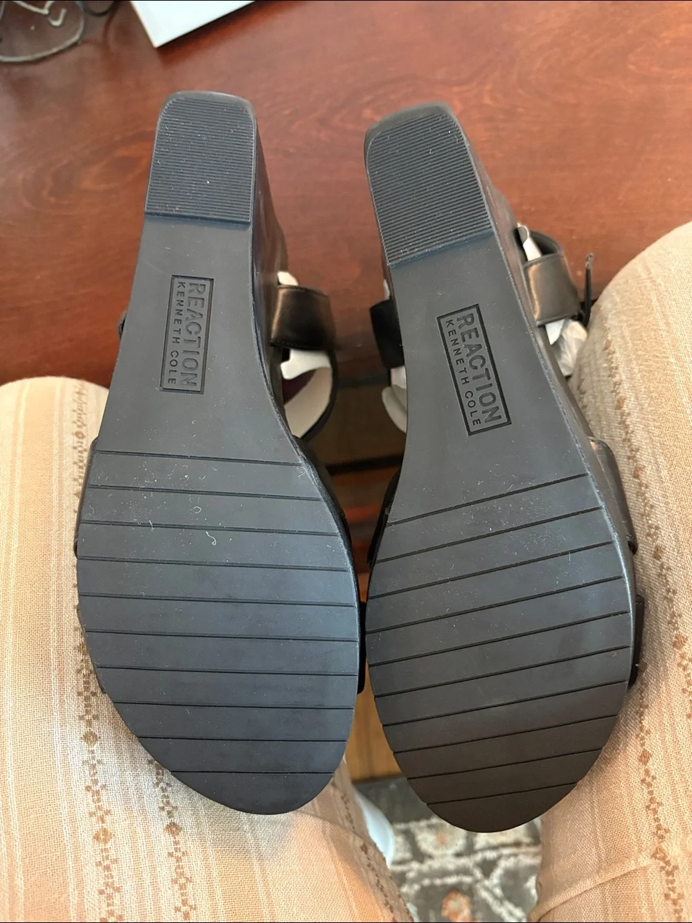 NIB Kenneth Cole Reaction Clarissa Black Platform Wedge Sandals sz 11 NWT